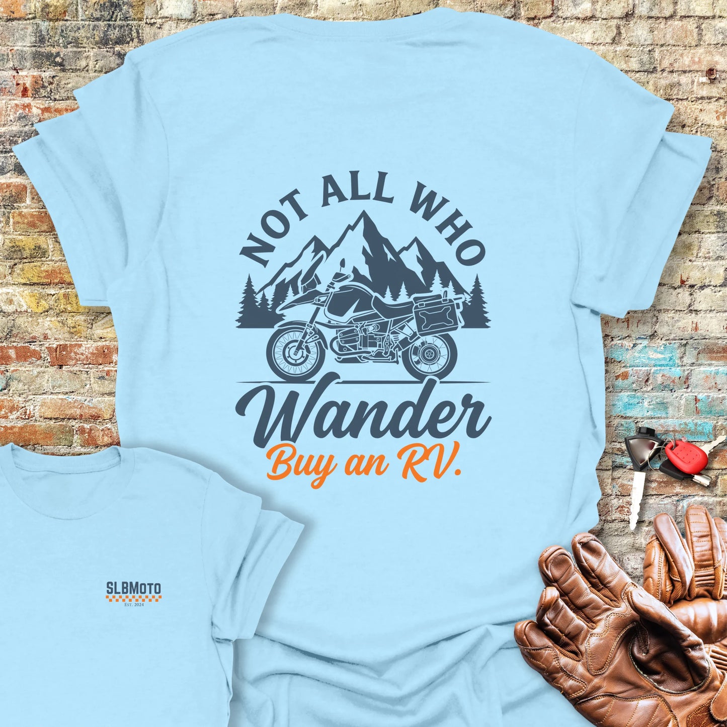 Buy An RV Back Print T-Shirt - Light Blue