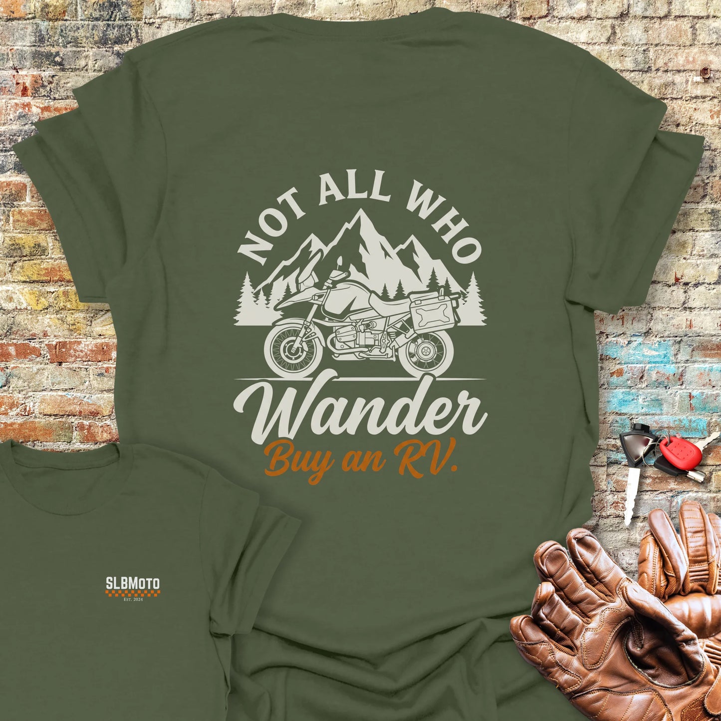 Buy An RV Back Print T-Shirt - Military Green