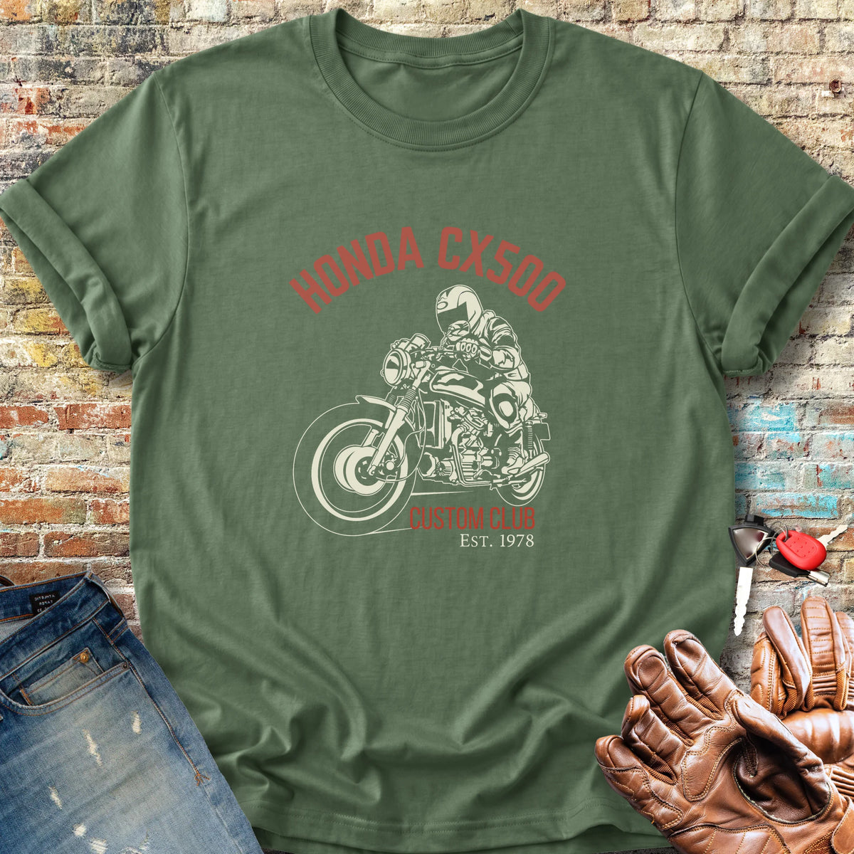 CX500 Custom Club Classic T-Shirt - Military Green