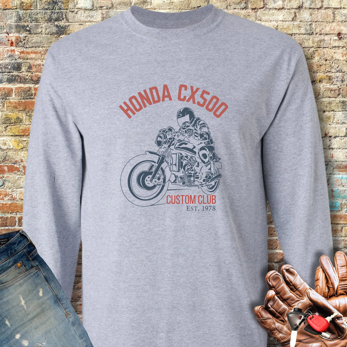 CX500 Custom Club Long Sleeve T-Shirt - Sport Grey