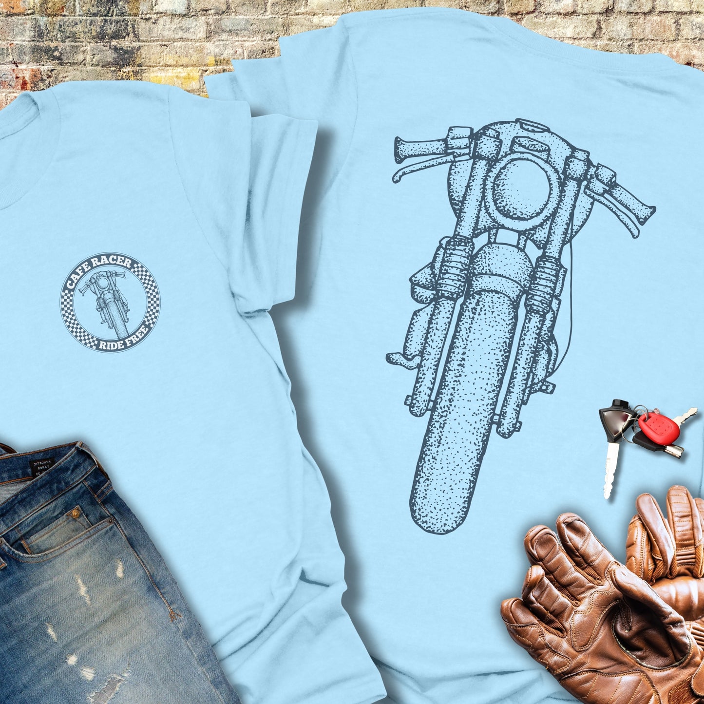 Café Racer Front (Back Print) T-Shirt