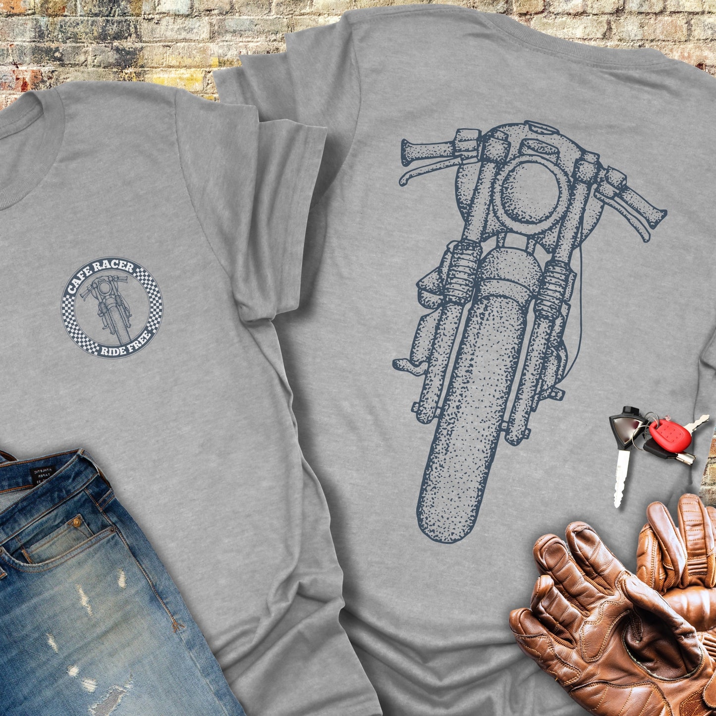 Café Racer Front (Back Print) T-Shirt