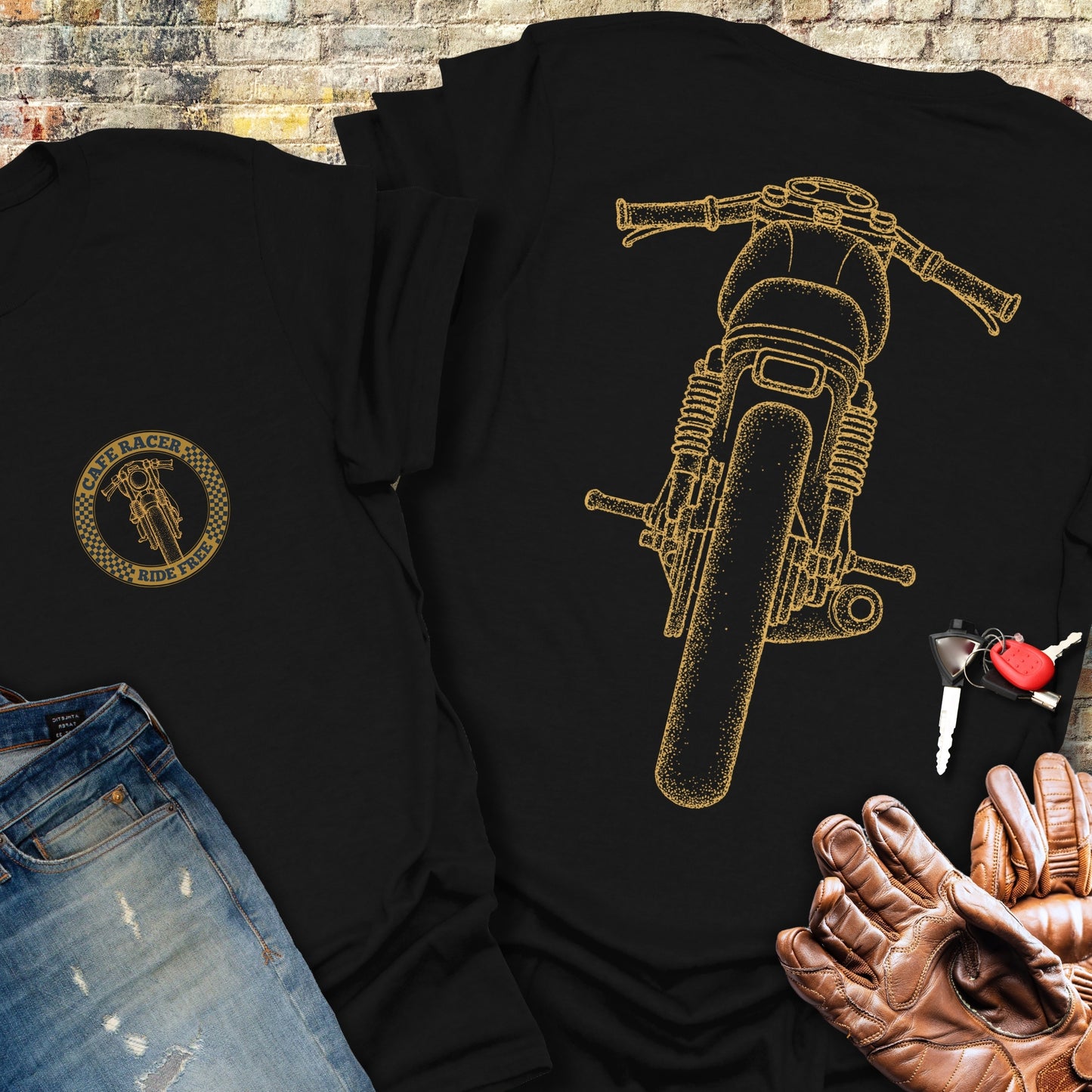 Café Racer Rear (Back Print) T-Shirt