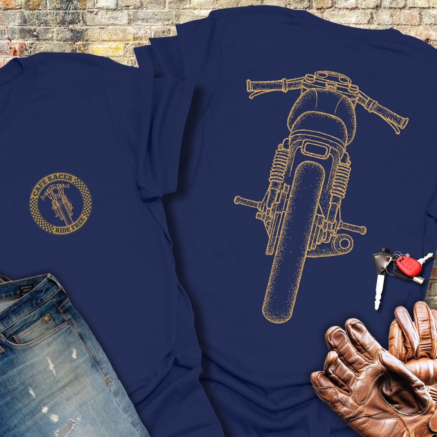 Café Racer Rear (Back Print) T-Shirt