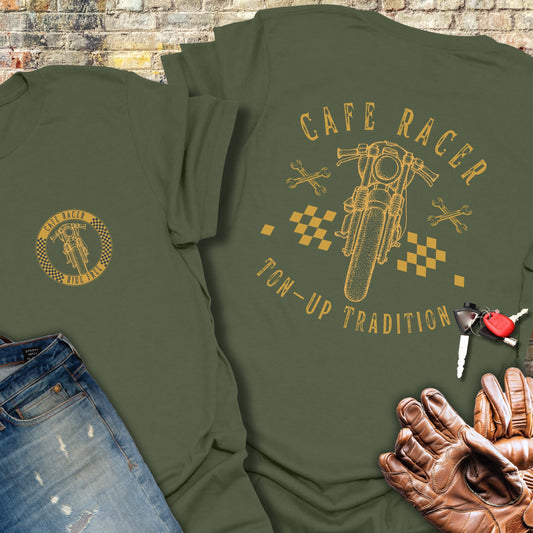 Café Racer Ton-Up (Back Print) T-Shirt