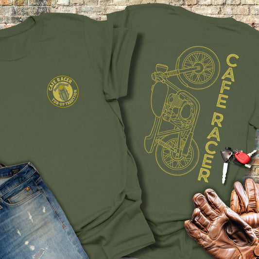 Café Racer Vertical T-Shirt (Back Print)