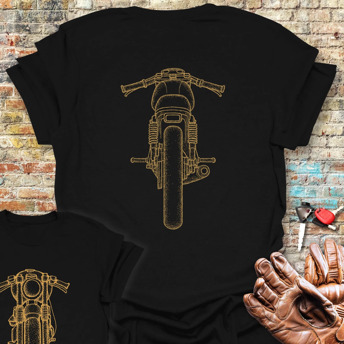 Café Racer Front & Rear Back Print T-Shirt
