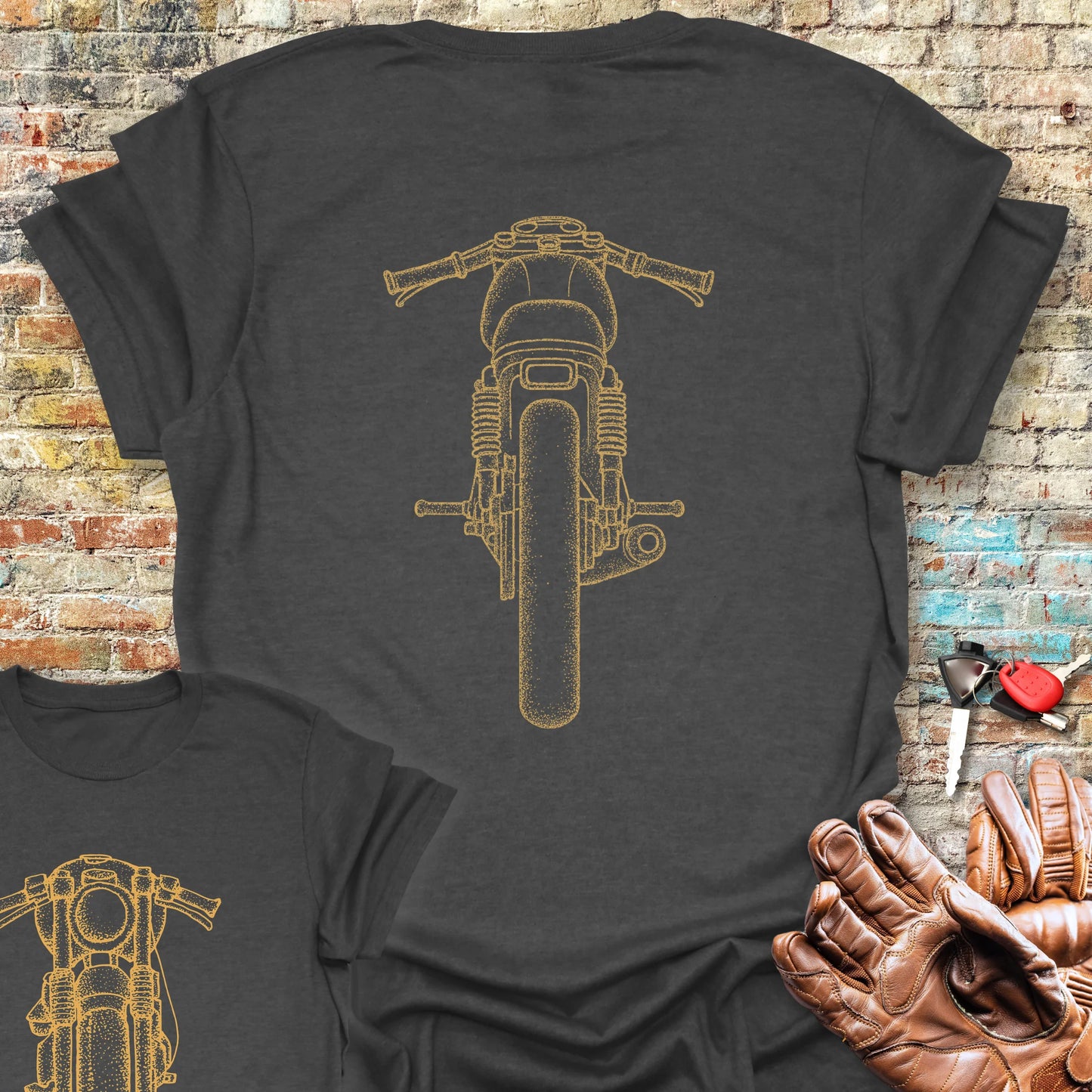 Café Racer Front & Rear Back Print T-Shirt