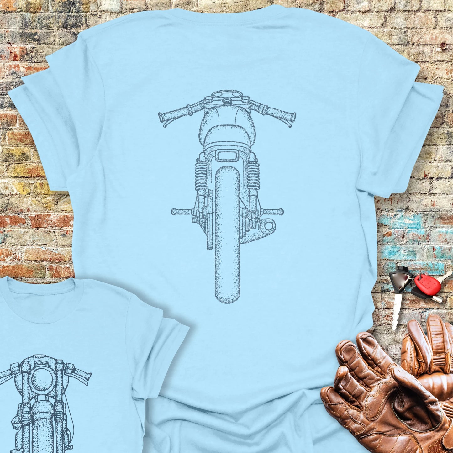 Café Racer Front & Rear Back Print T-Shirt