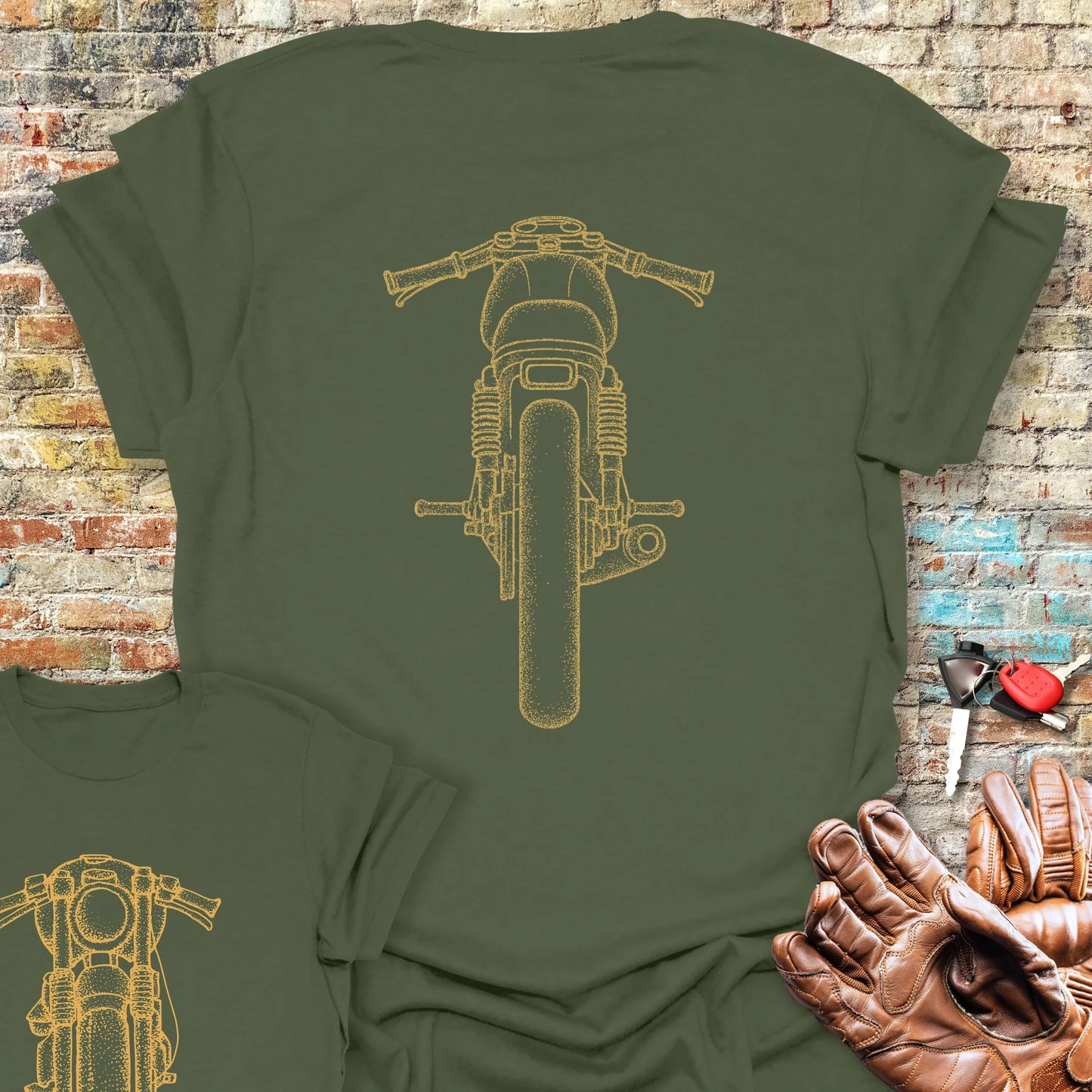 Café Racer Front & Rear Back Print T-Shirt