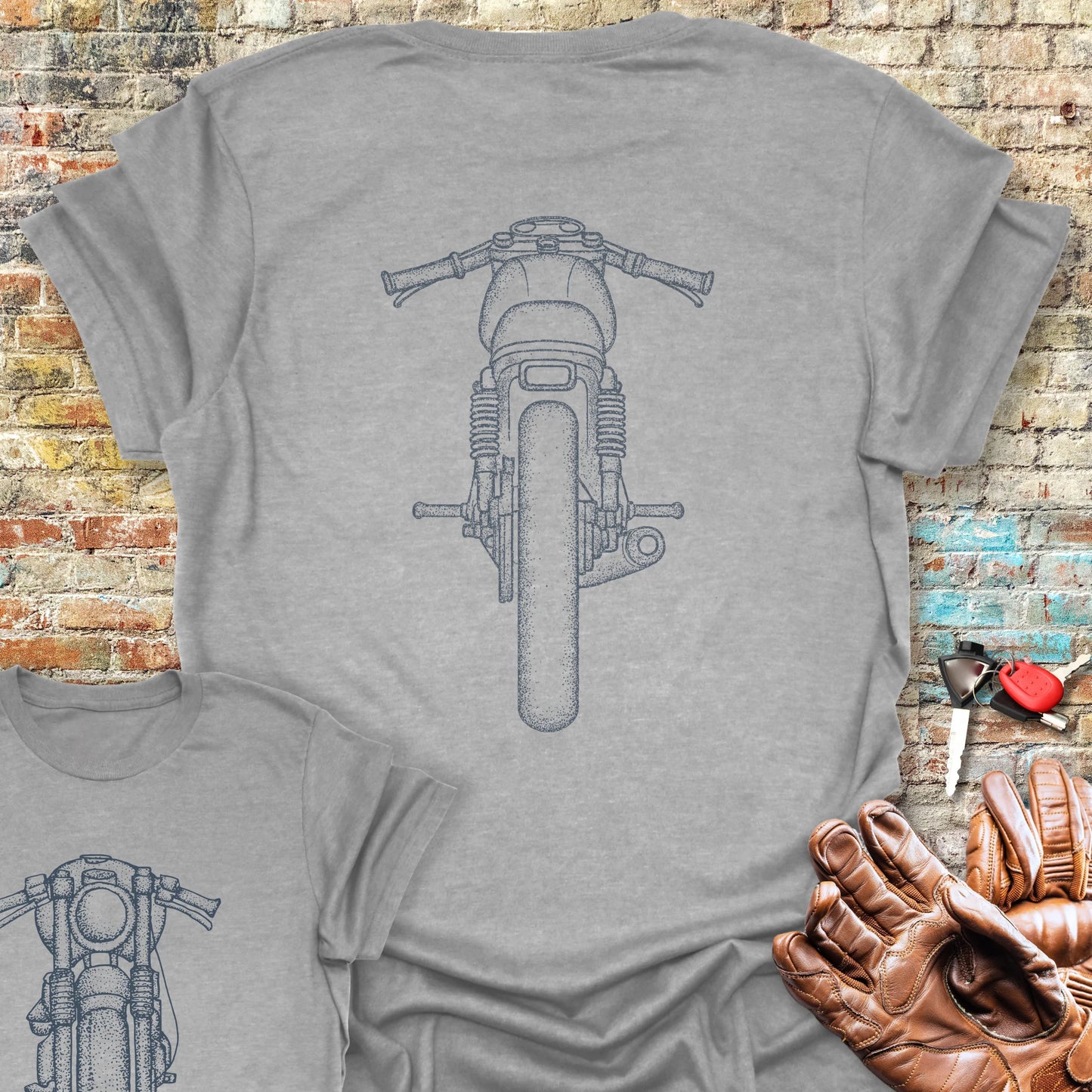 Café Racer Front & Rear Back Print T-Shirt