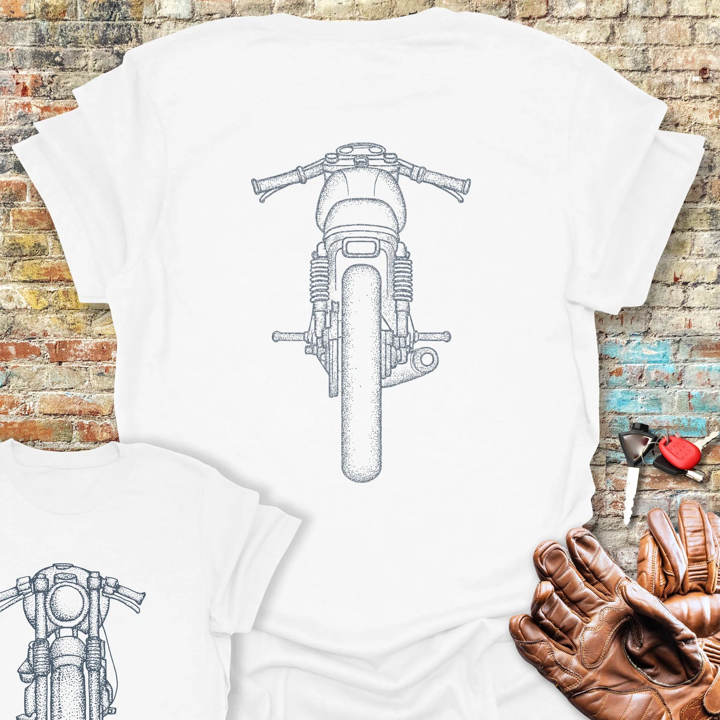 Café Racer Front & Rear Back Print T-Shirt