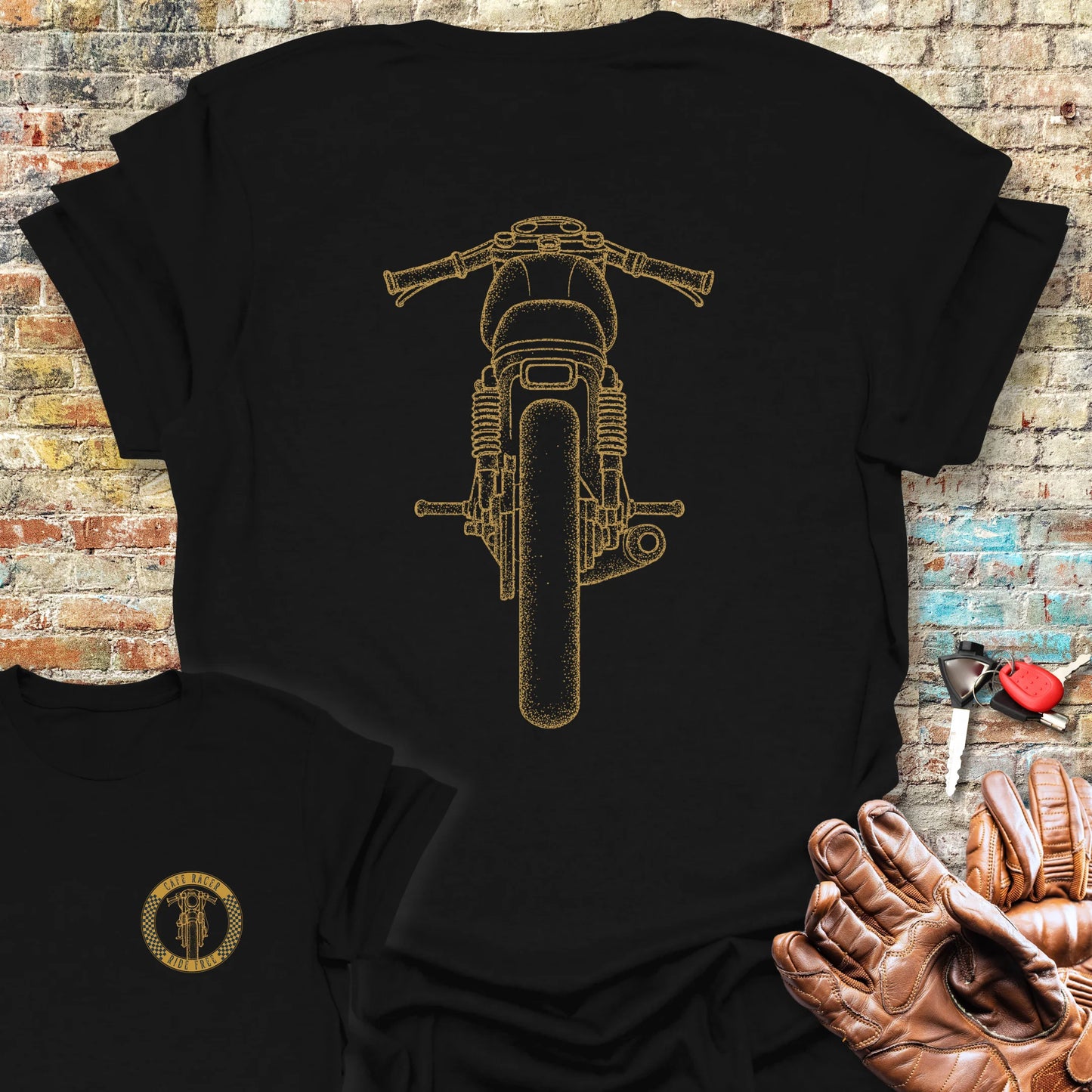 Café Racer Rear Back Print T-Shirt