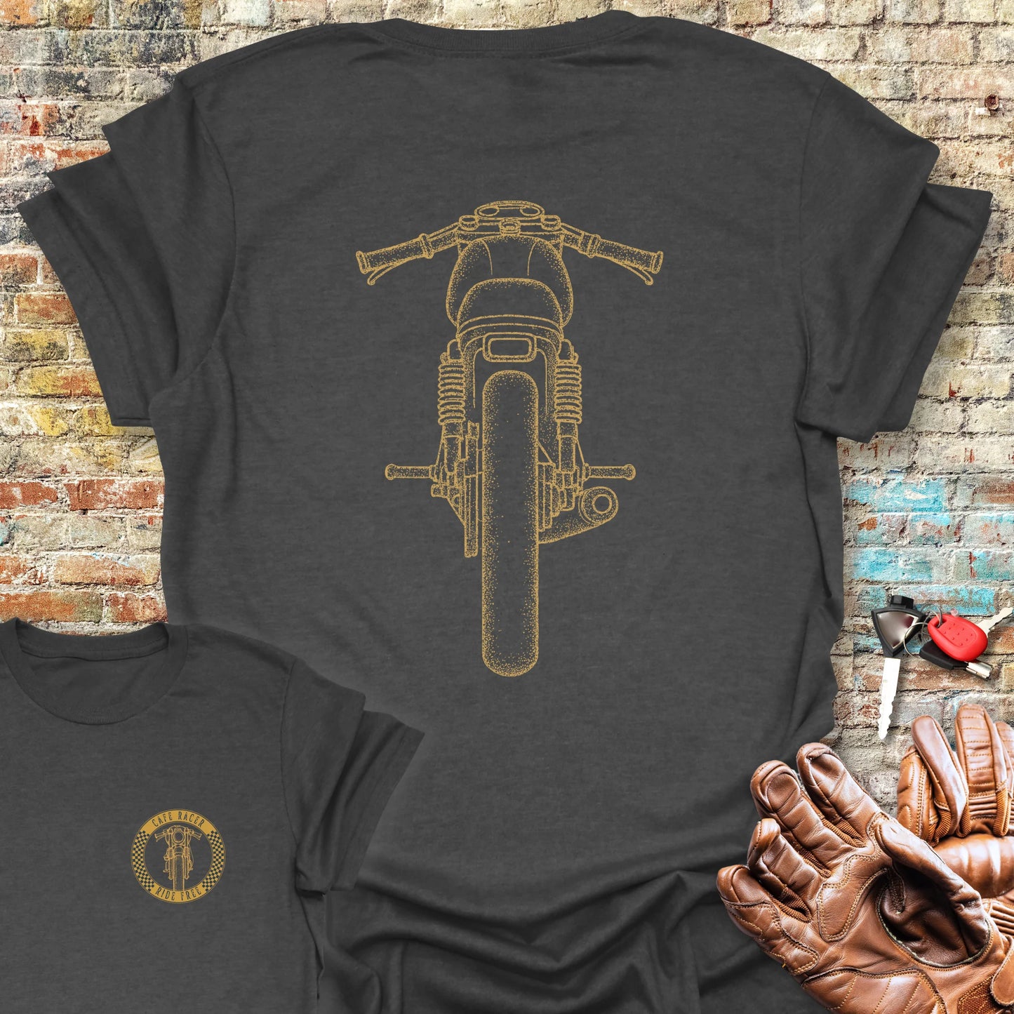 Café Racer Rear Back Print T-Shirt