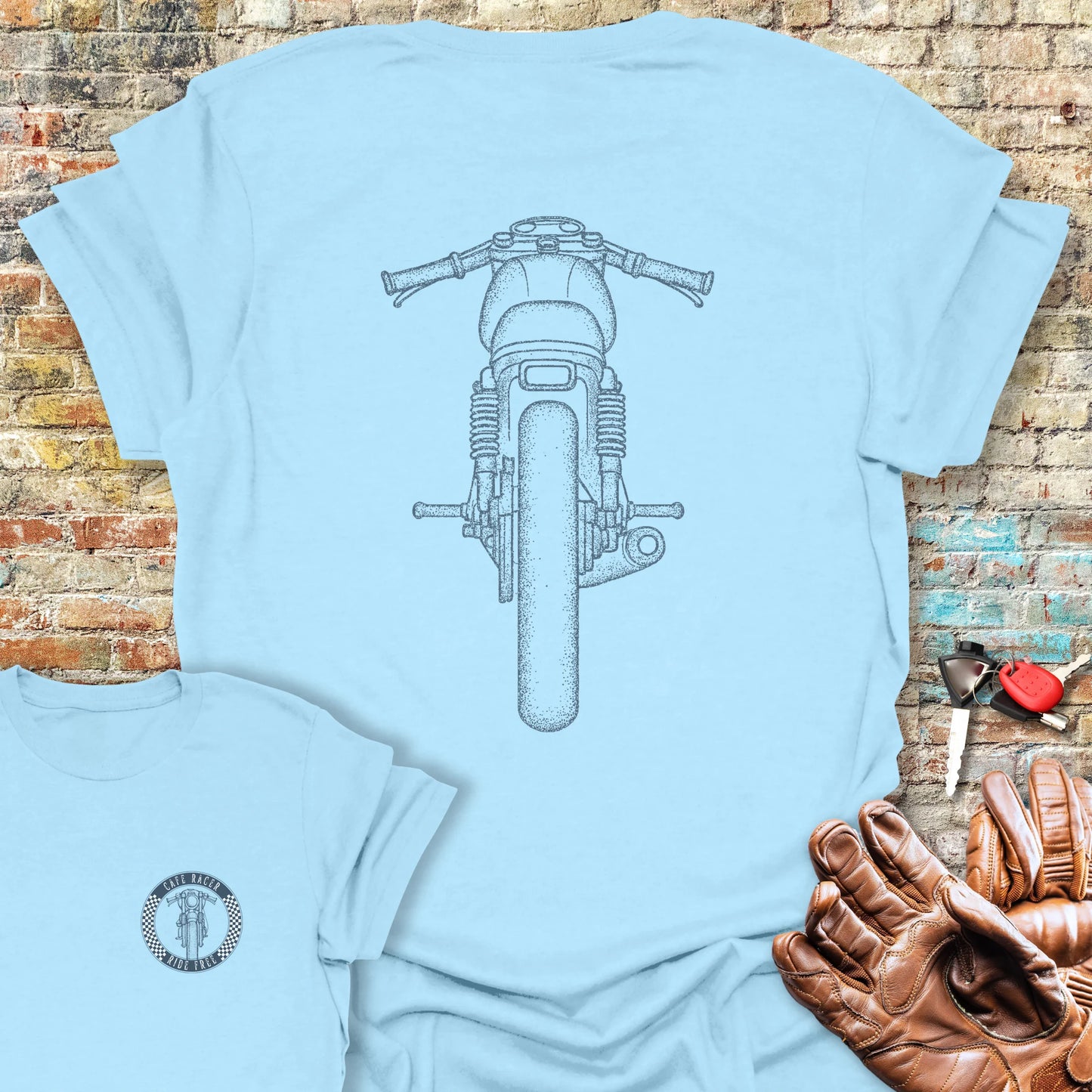 Café Racer Rear Back Print T-Shirt