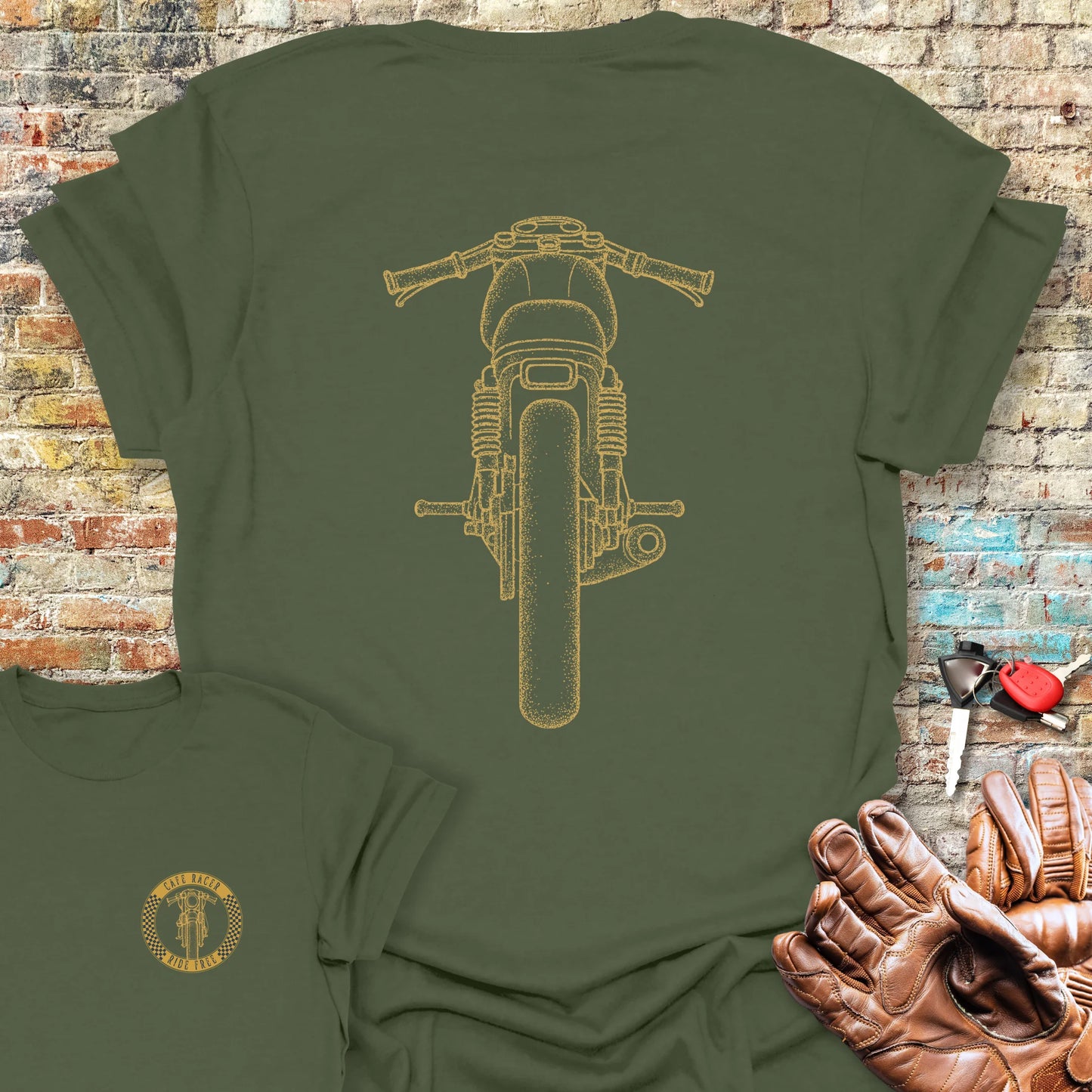 Café Racer Rear Back Print T-Shirt