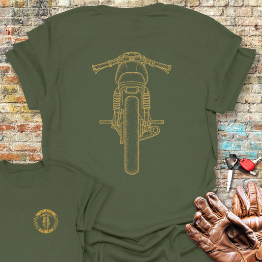 Café Racer Rear Back Print T-Shirt