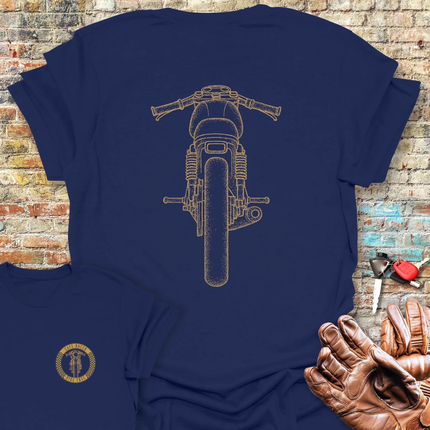 Café Racer Rear Back Print T-Shirt