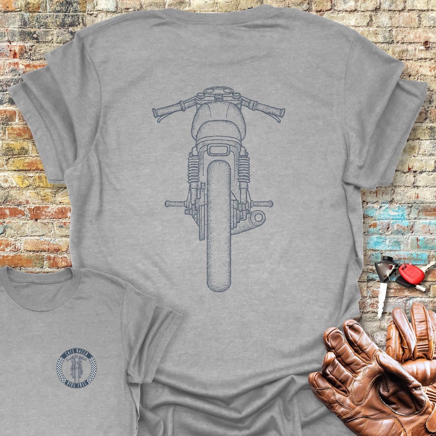 Café Racer Rear Back Print T-Shirt