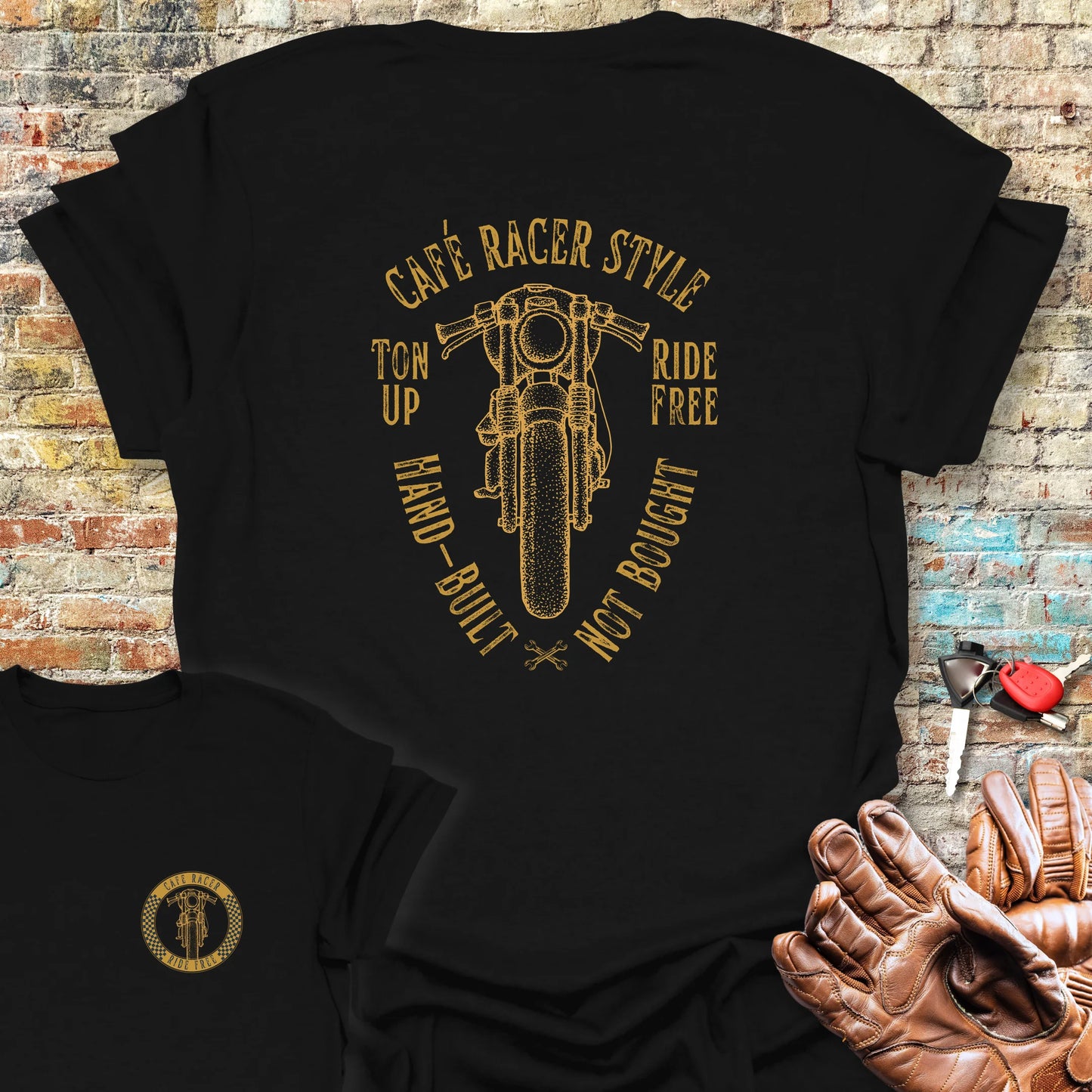 Café Racer Style Back Print T-Shirt