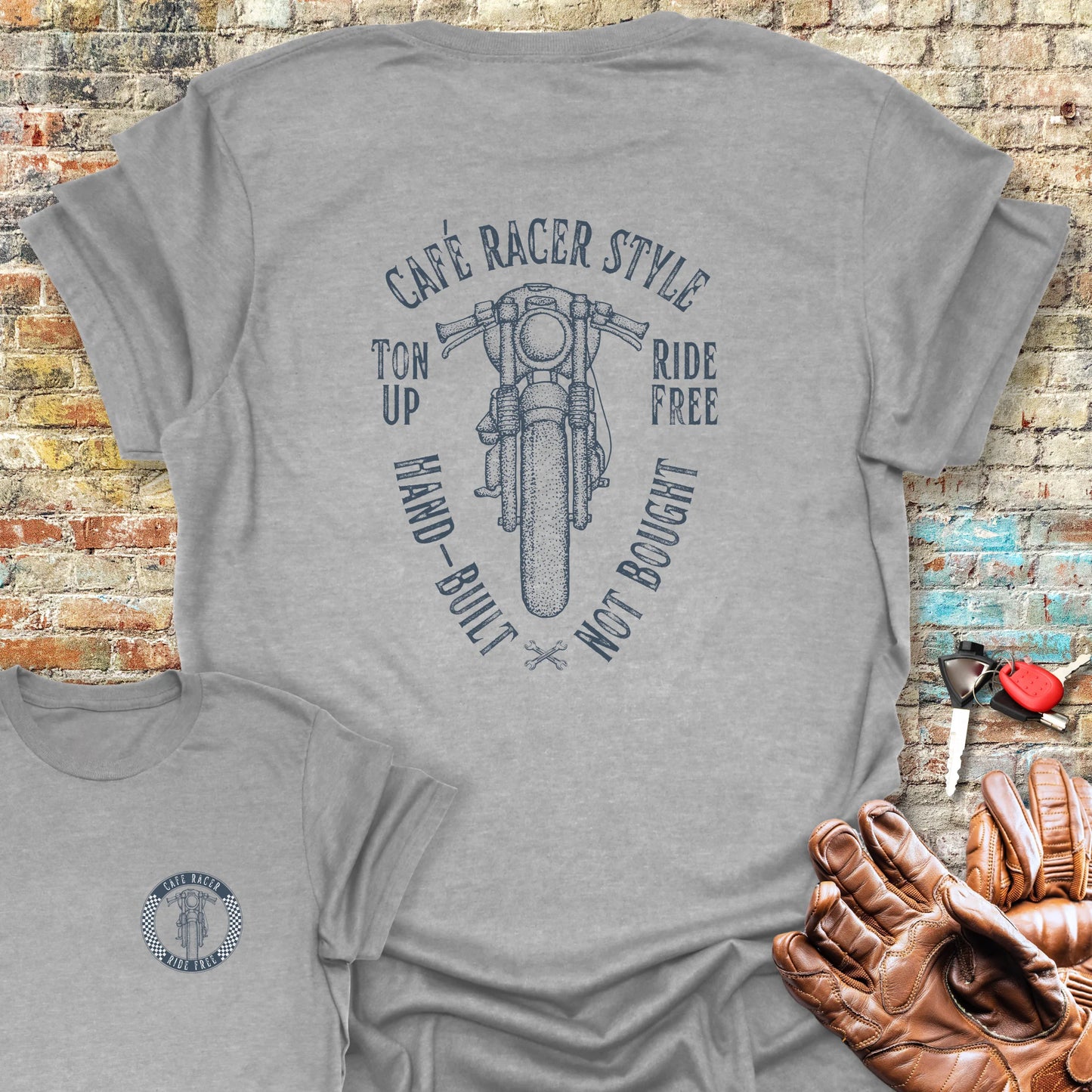 Café Racer Style Back Print T-Shirt