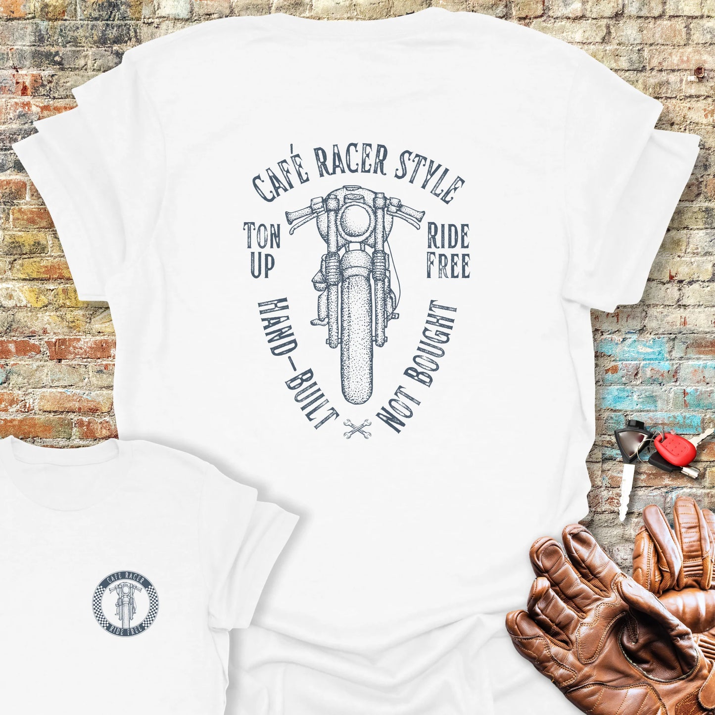Café Racer Style Back Print T-Shirt