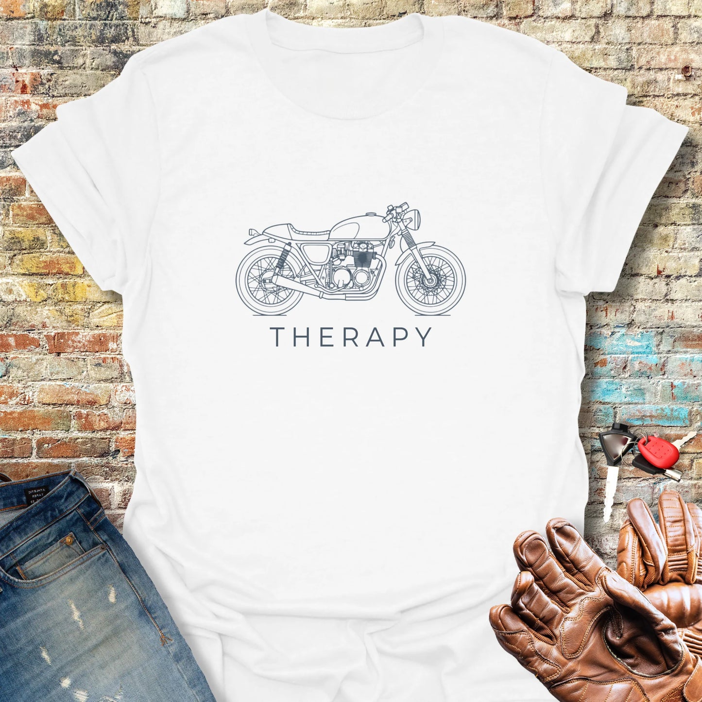 Café Racer Therapy T-Shirt - White