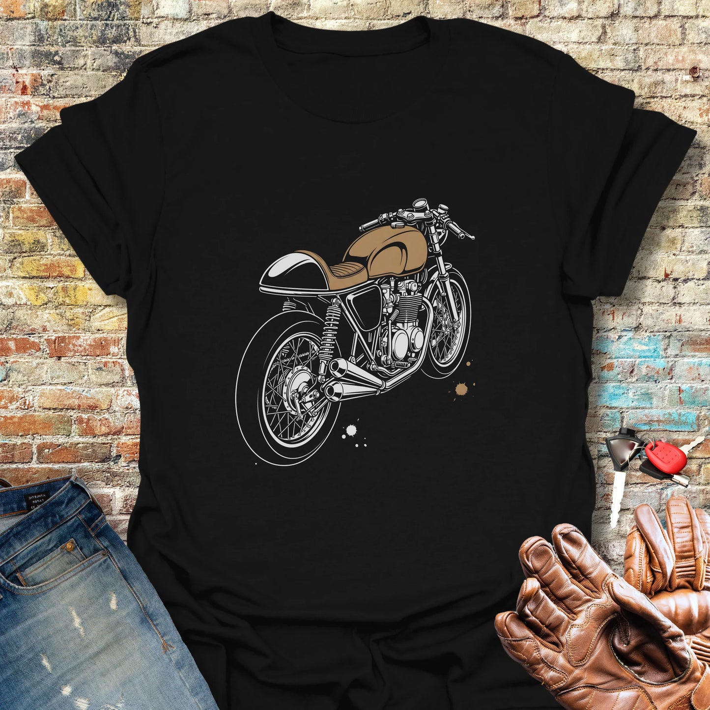 Café Racer Three-Quarter T-Shirt - Black