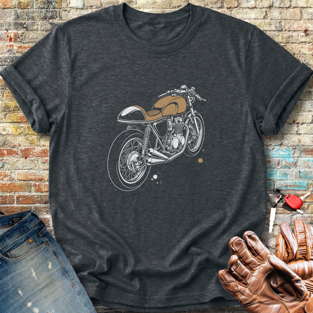 Café Racer Three-Quarter Classic T-Shirt - Dark Heather