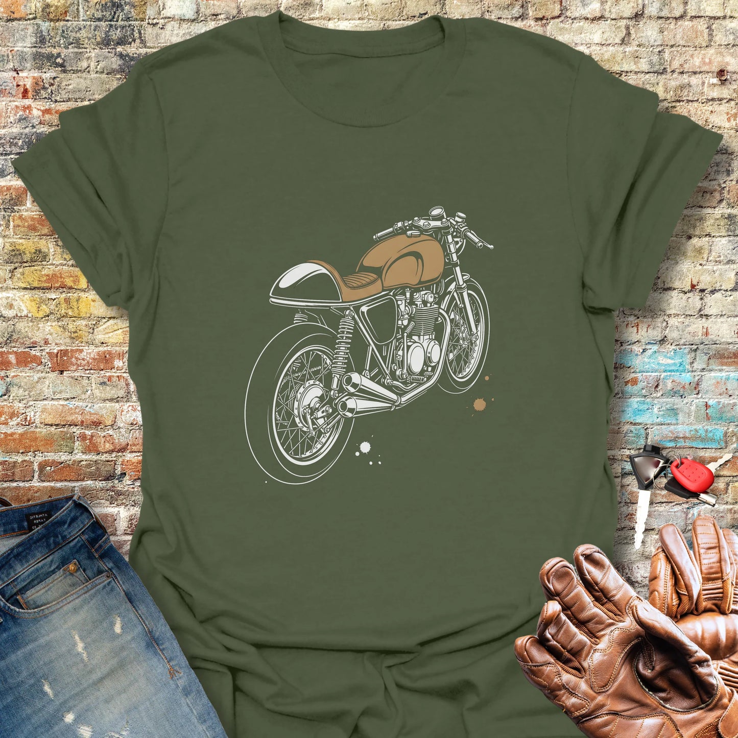 Café Racer Three-Quarter T-Shirt - Military Green