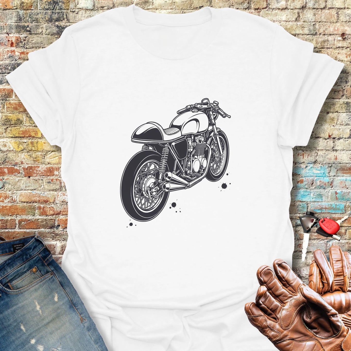 Café Racer Three-Quarter T-Shirt - White
