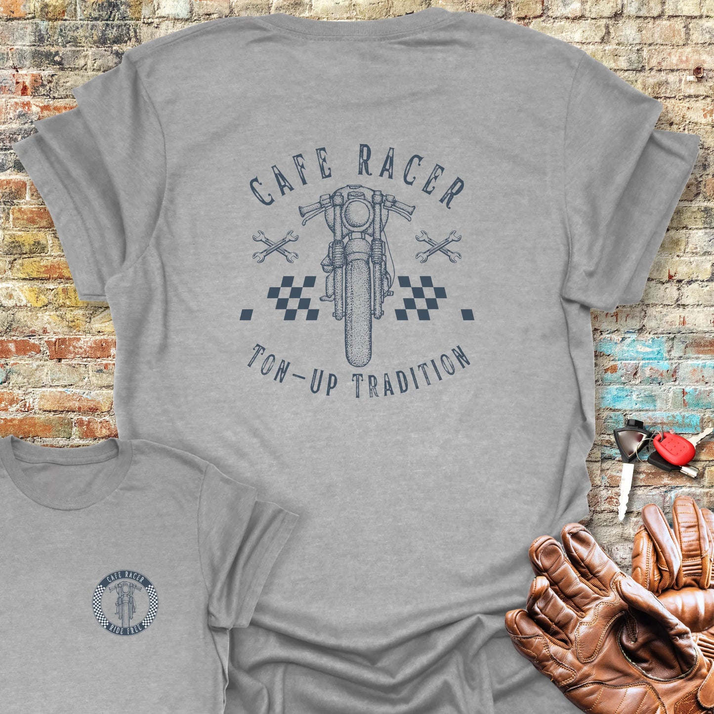 Café Racer Ton-Up Back Print T-Shirt