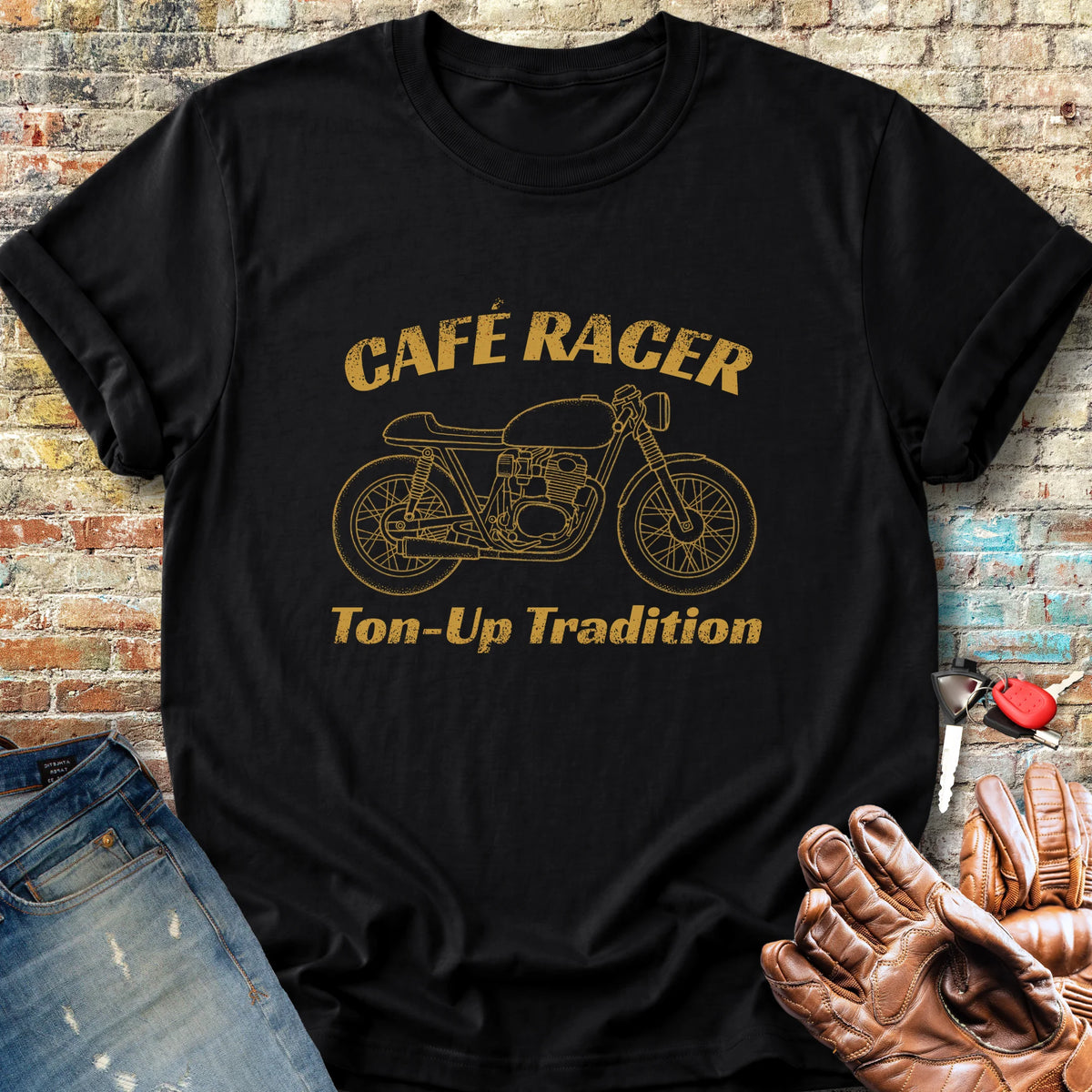 Café Racer Ton-Up Tradition Classic T-Shirt - Black