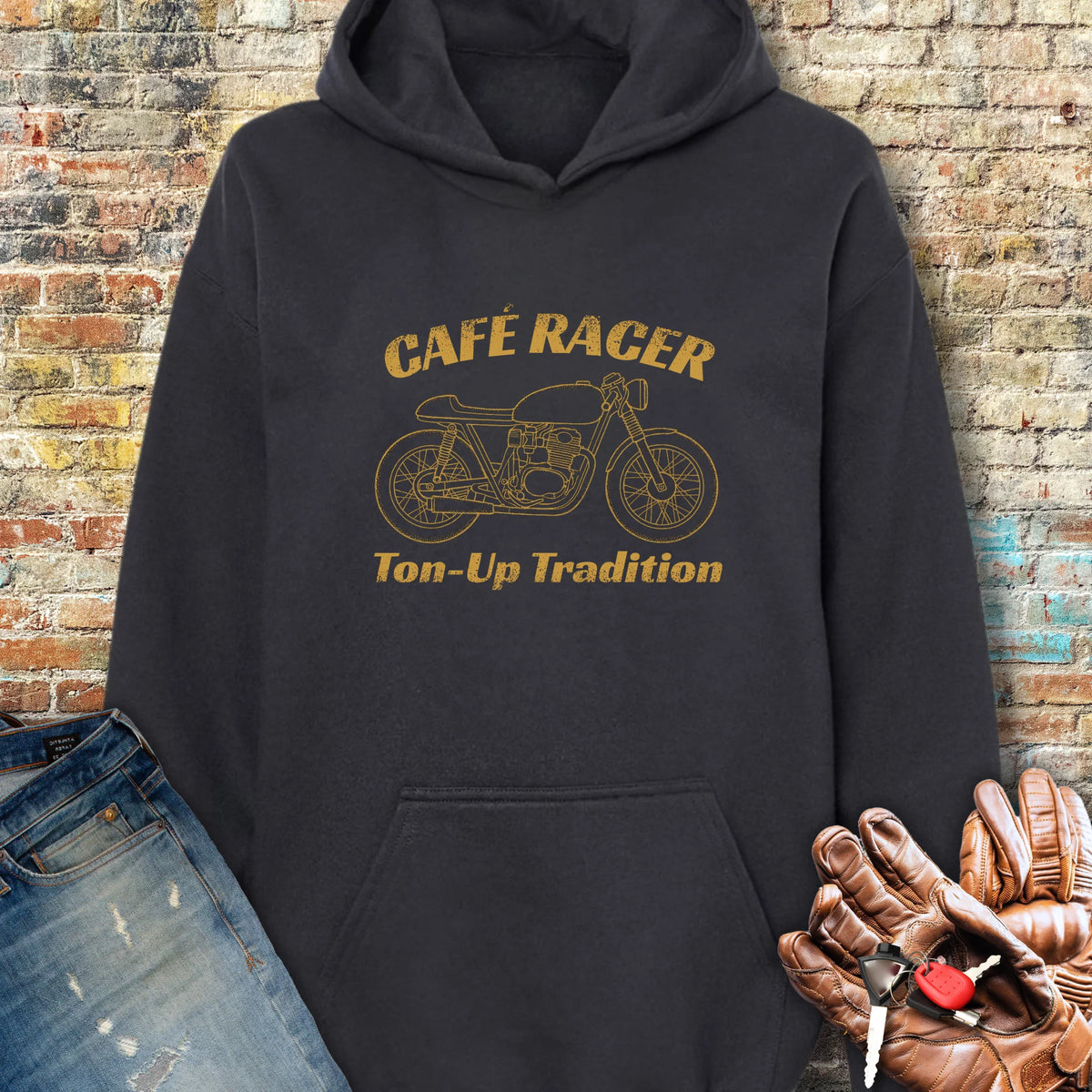 Café Racer Ton-Up Tradition Hoodie - Black