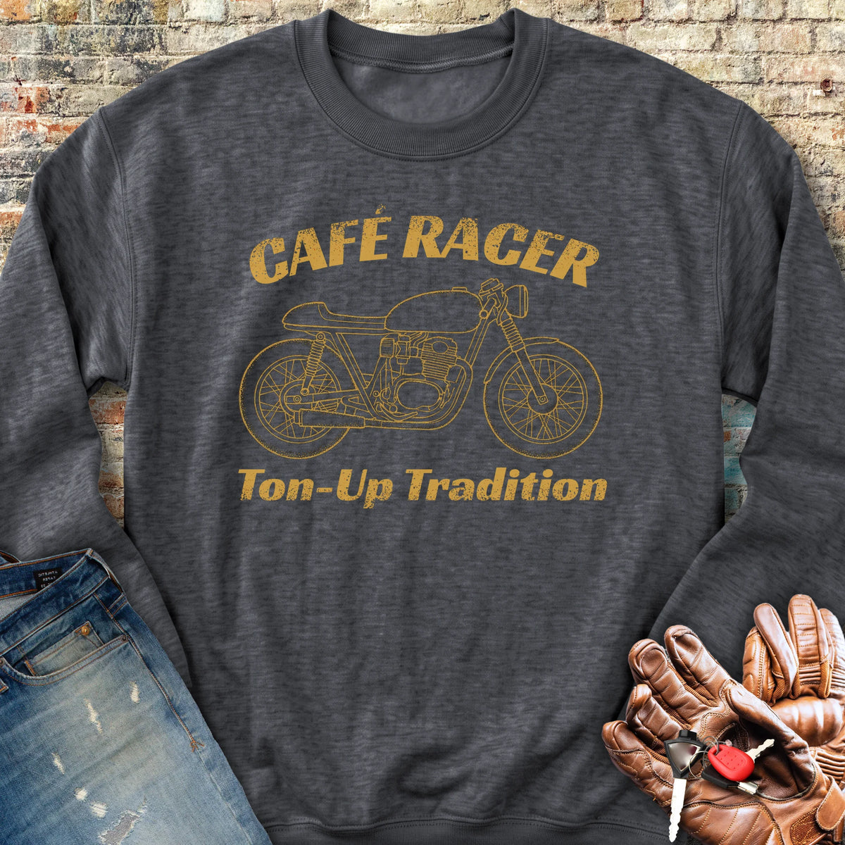 Café Racer Ton-Up Tradition Sweatshirt - Dark Heather