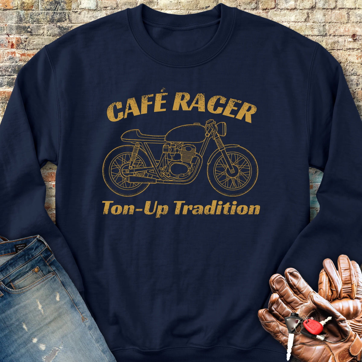 Café Racer Ton-Up Tradition Sweatshirt - Navy