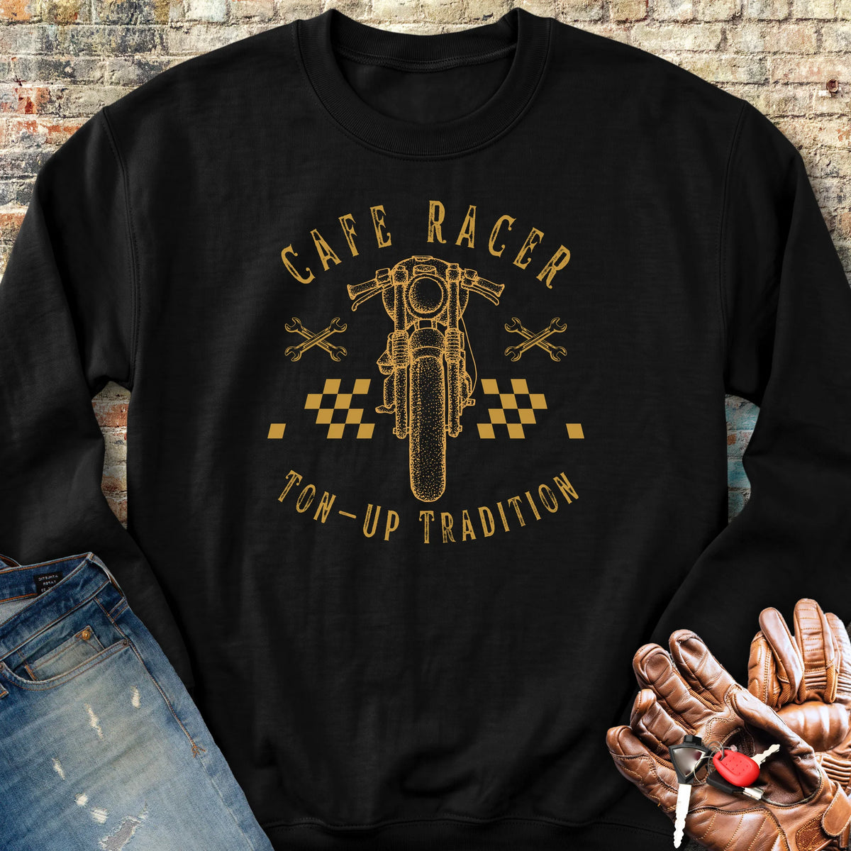 Café Racer Ton Up Sweatshirt - Black