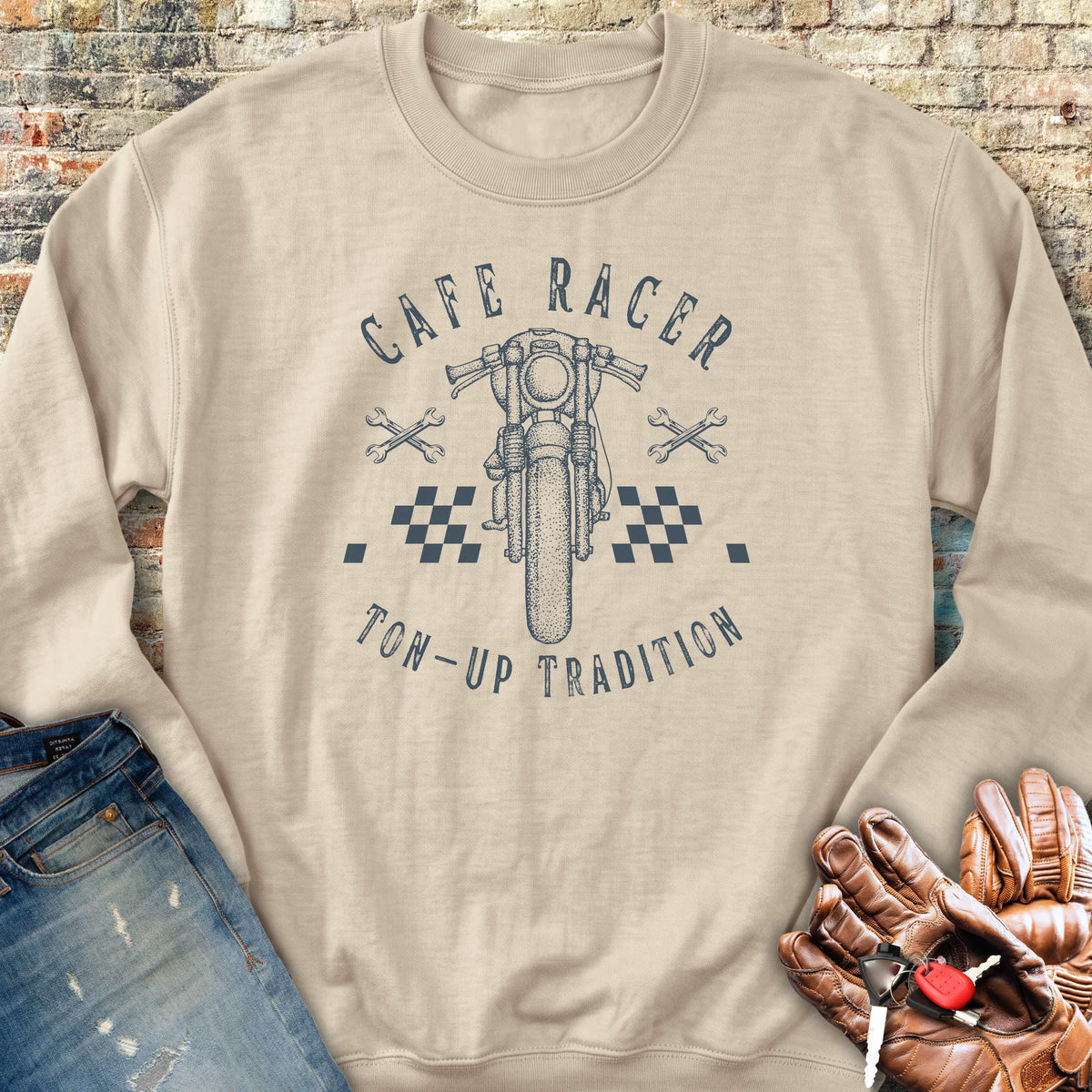 Café Racer Ton Up Sweatshirt - Sand