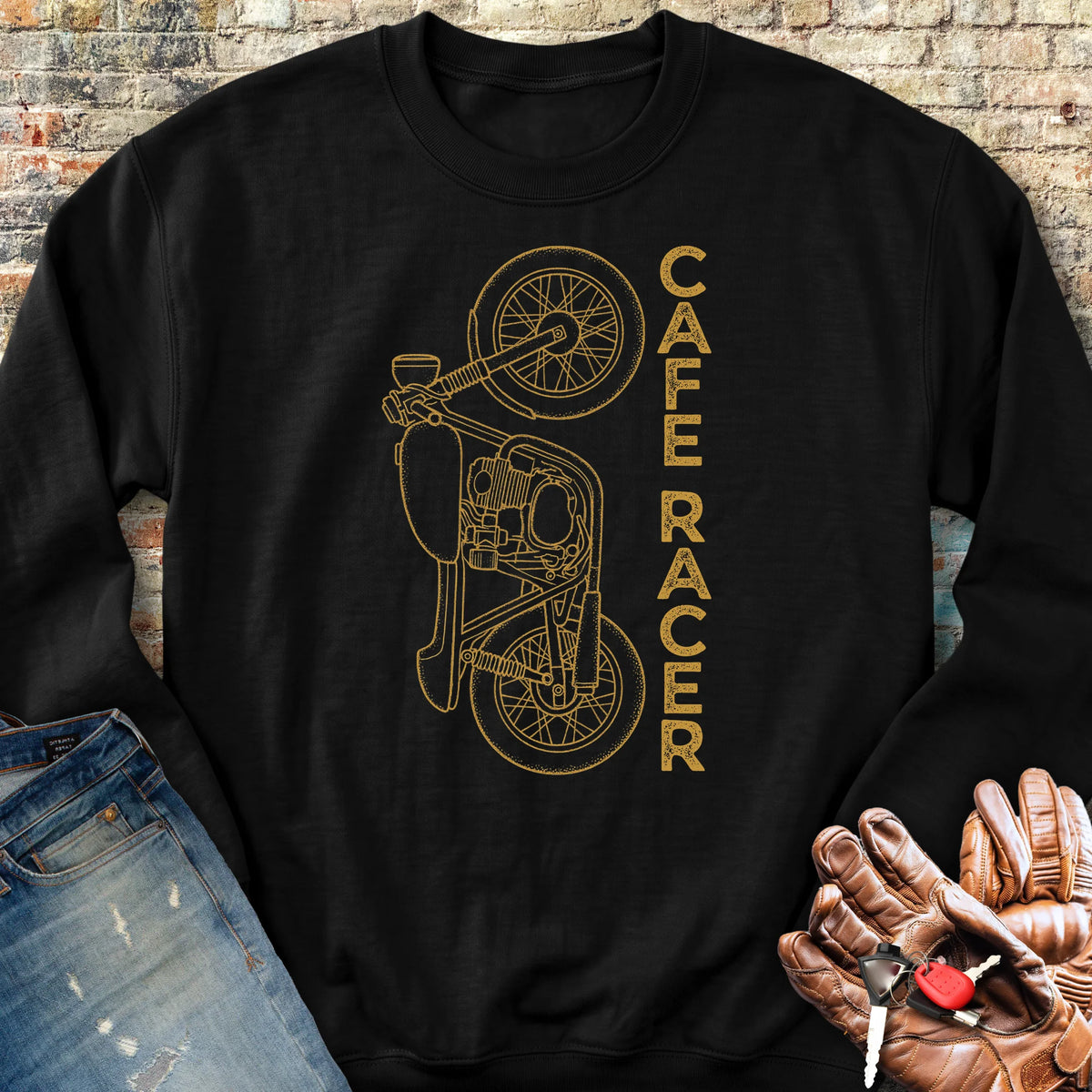 Café Racer Vertical Sweatshirt - Black