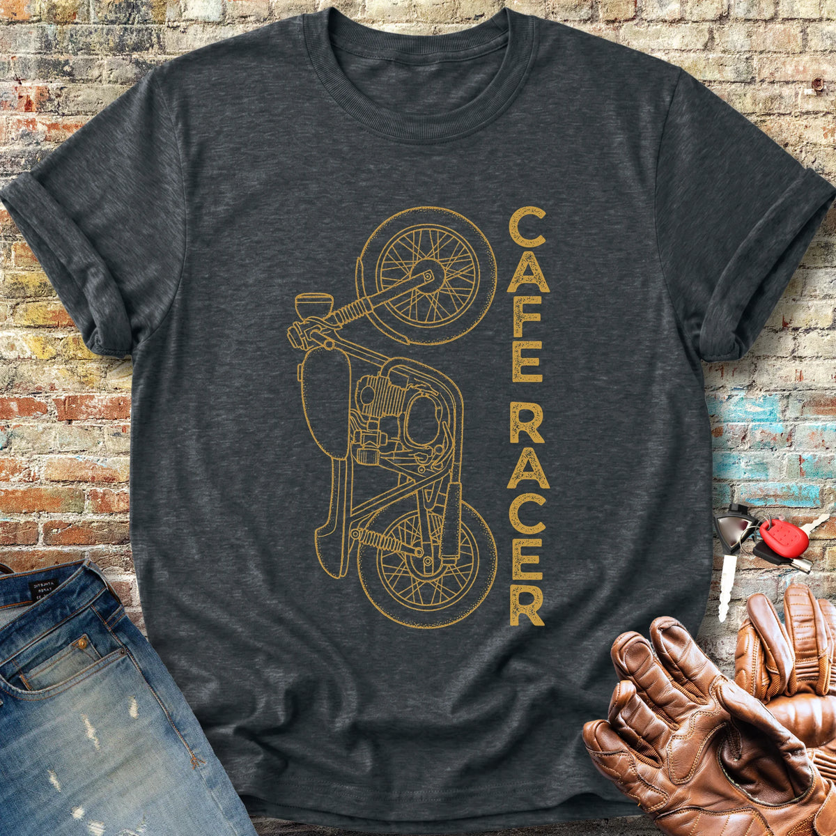 Café Racer Vertical Classic T-Shirt - Dark Heather