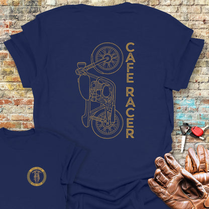 Café Racer Vertical Back Print T-Shirt