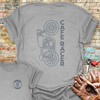 Café Racer Vertical Back Print T-Shirt