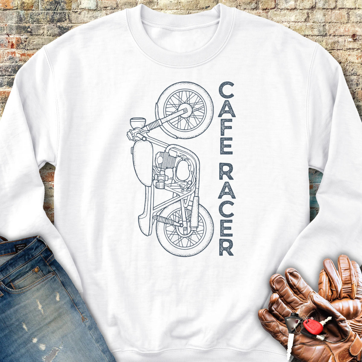Café Racer Vertical Sweatshirt - White