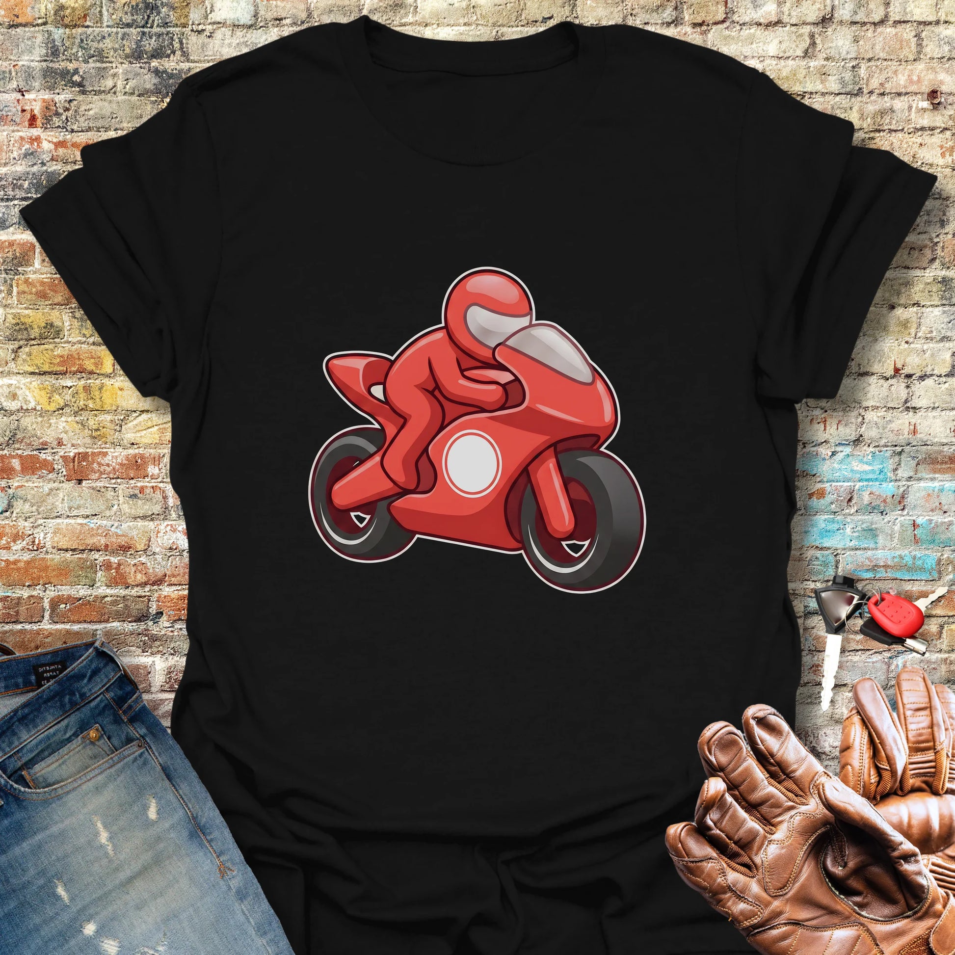 Cartoon Superbike T-Shirt - Black