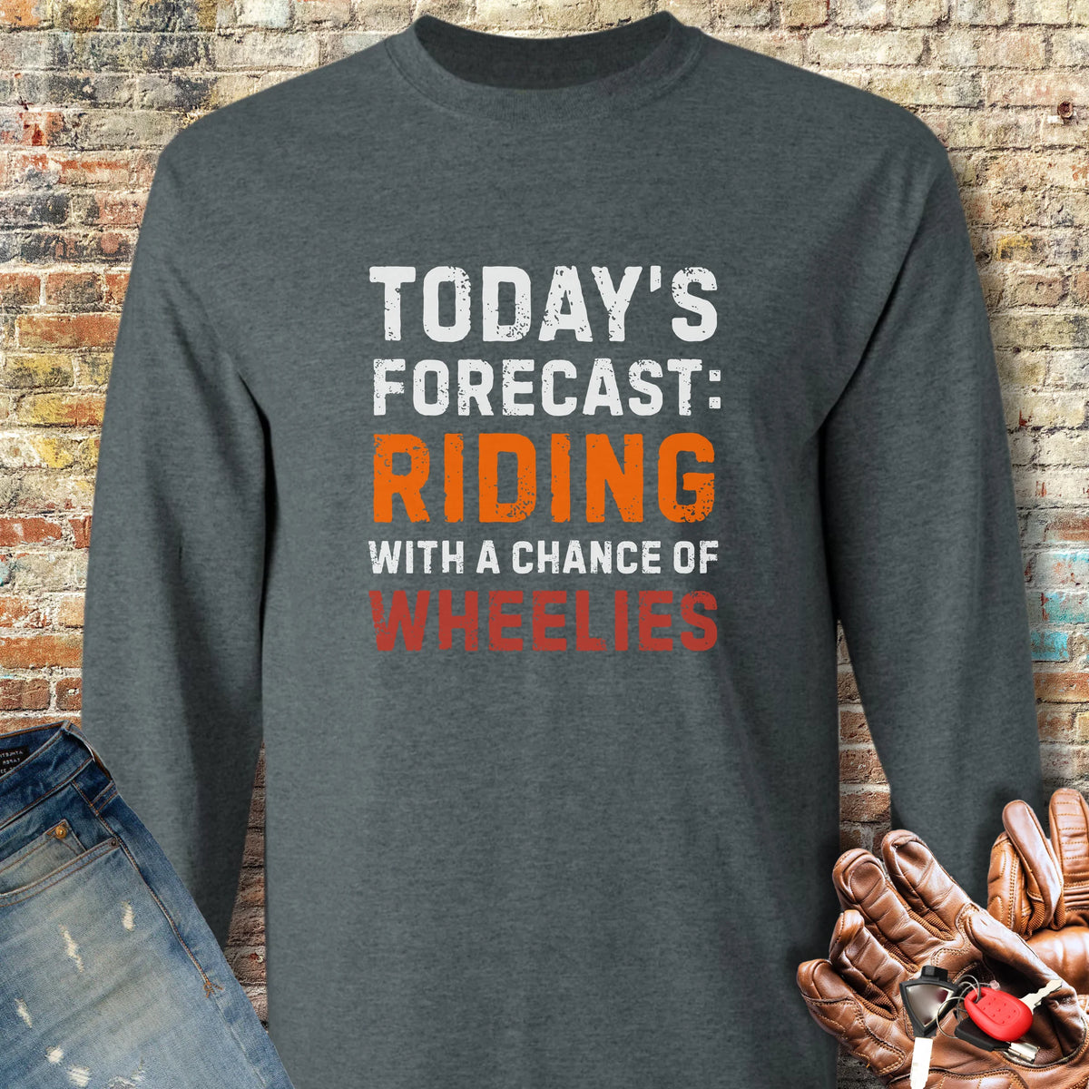 Chance of Wheelies Long Sleeve T-Shirt - Dark Heather