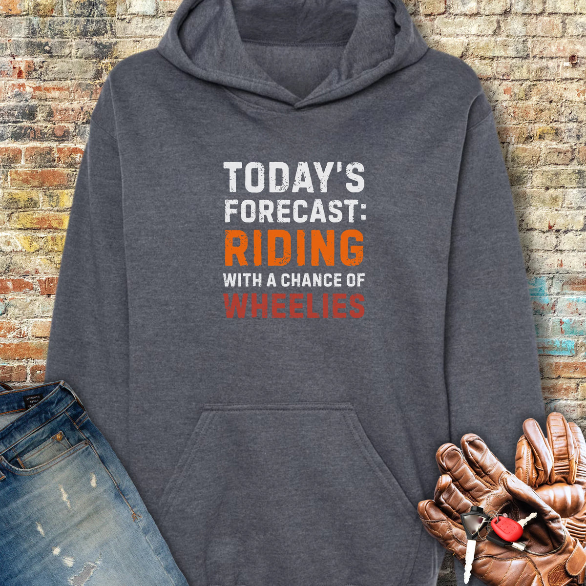 Chance of Wheelies Hoodie - Dark Heather