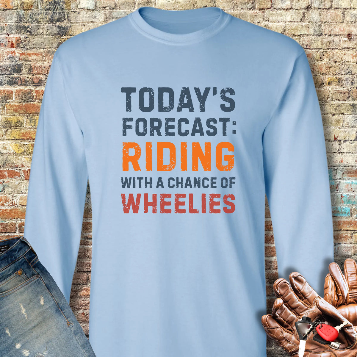 Chance of Wheelies Long Sleeve T-Shirt - Light Blue