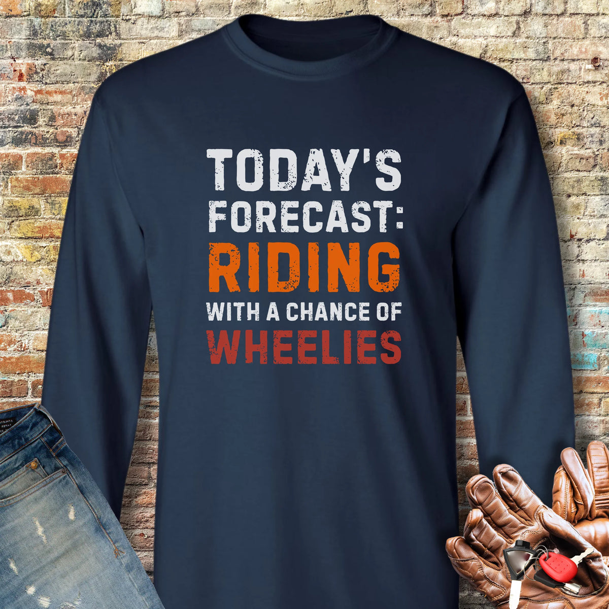 Chance of Wheelies Long Sleeve T-Shirt - Navy
