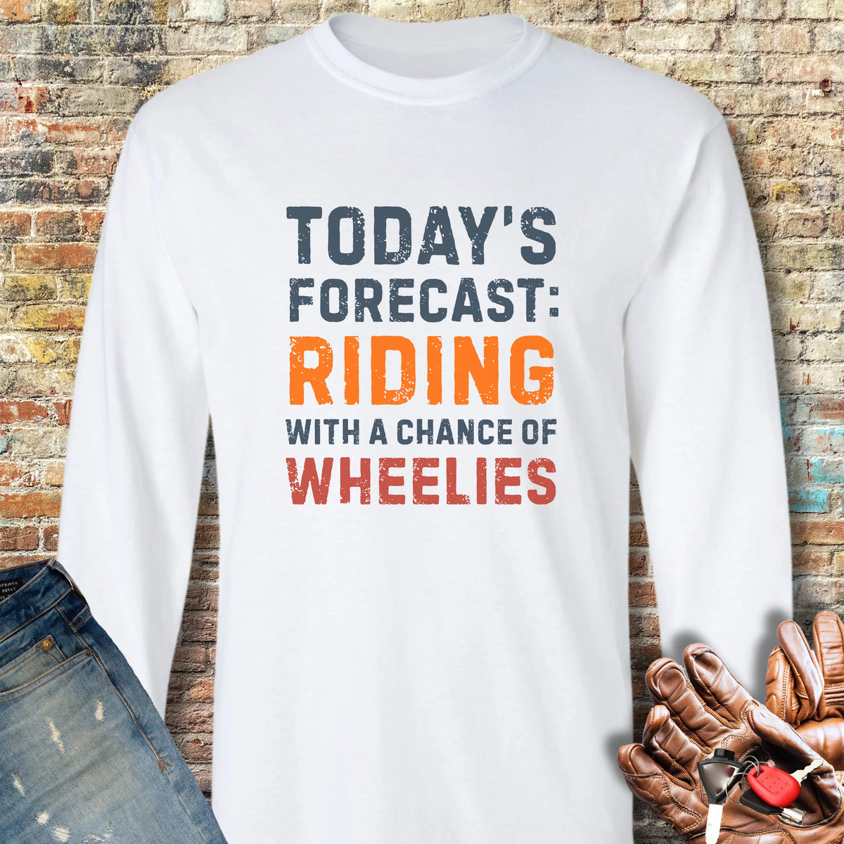 Chance of Wheelies Long Sleeve T-Shirt - White