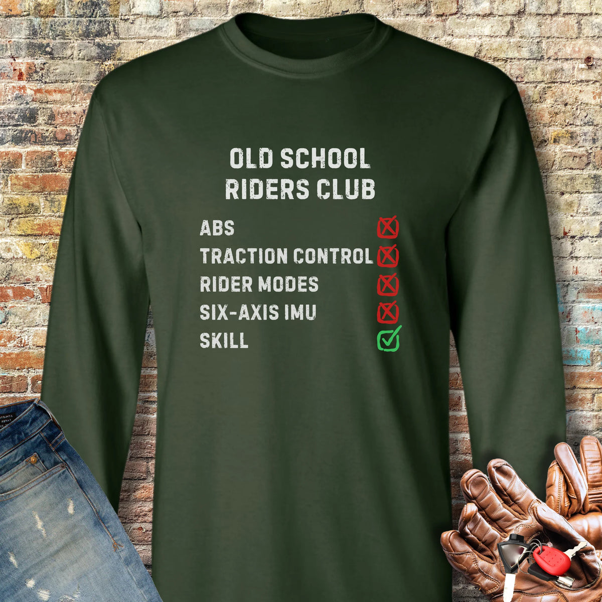 Checkbox Long Sleeve T-Shirt - Forest Green
